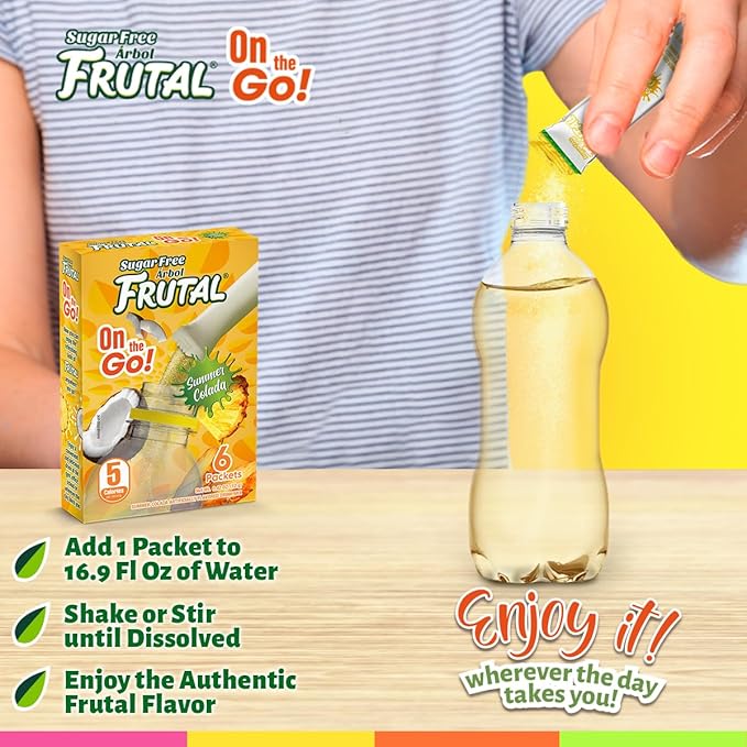 Frutal On-The-Go! | Powdered Drink Mix Pina Colada - Flavored Sugar Free! ??Single Serve On The Go!