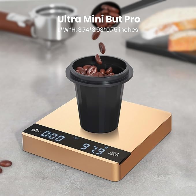 Mini Coffee Scale with Timer, Maestri House Rechargeable Espresso Scale, 2kg/0.1g Accurate Scale