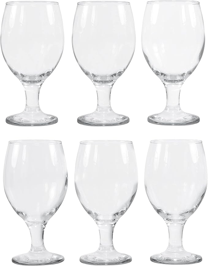Red Co. Belluno Classic Clear Glasses for Water, Juice, Liquor - Wine Goblets - Set of 6 (13.5