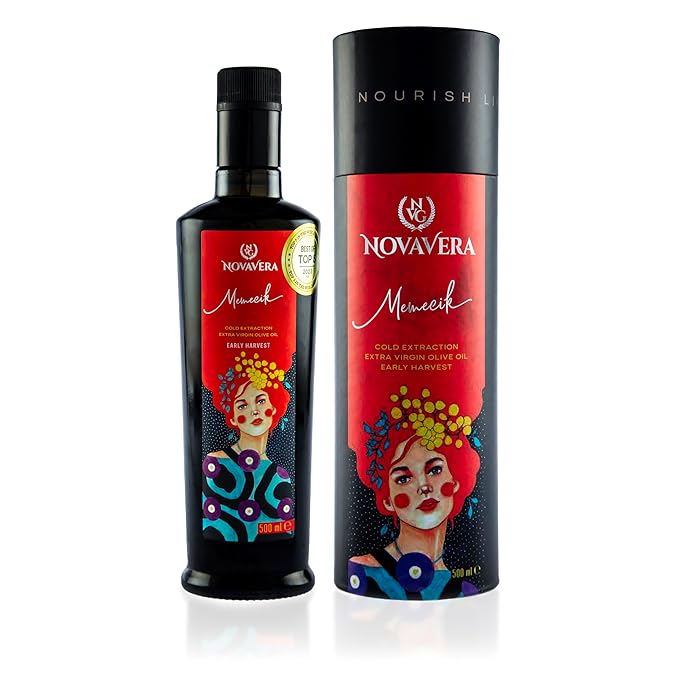 NVG NOVAVERA Memecik High Polyphenol Rich Olive Oil, Pungent Olive Oil With Green Almond Notes