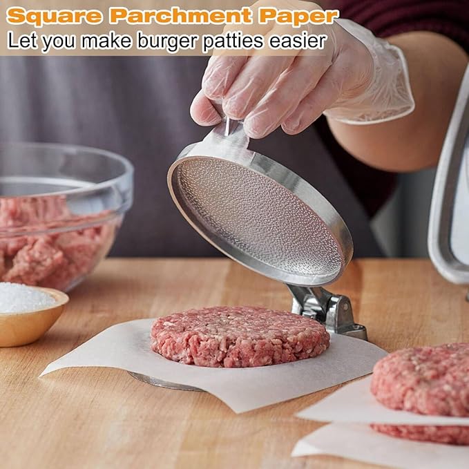 300Pcs Burger Patty Paper, AIMEIKI 7x7 Inch Parchment Paper Squares for Burger Press, Unbleached