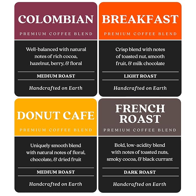 Copper Moon Single Serve Coffee Pods For Keurig K-Cup Brewers, Light Medium & Dark Roast, Variety