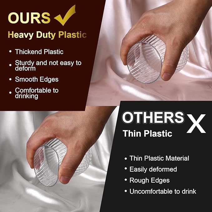 40 Pack Plastic Ribbed Wine Glasses, 14Oz Origami Disposable Wine Glasses Unbreakable Clear Plastic