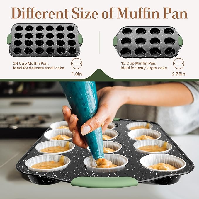 11-Piece Nonstick Bakeware Set, Stackable & Oven-Safe Kitchen Baking Pans with Silicone Handles
