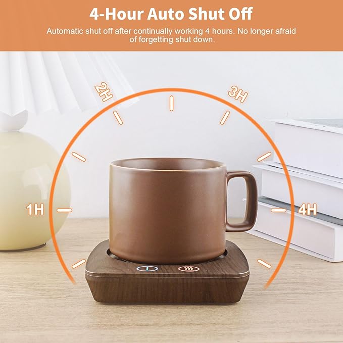 VOBAGA Imitation Wood Grain Coffee Cup Warmer & Mug Warmer for Desk, Electric Cup Beverage Warmer