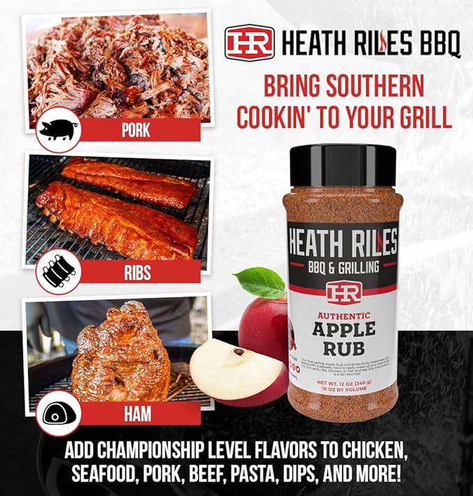 Heath Riles BBQ Rub - Apple Seasoning, Champion Pitmaster Recipe, Legendary Rubs For Smoking &