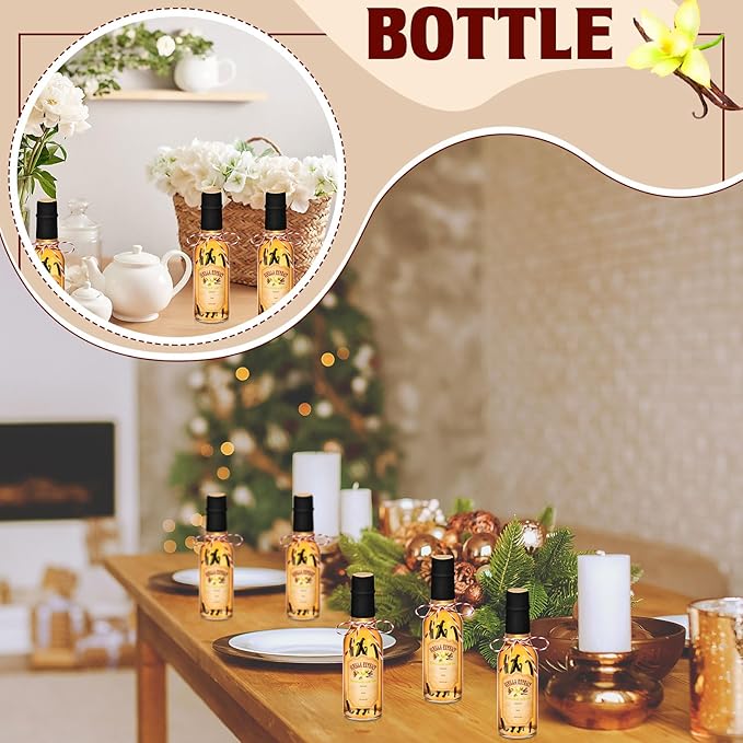 Tioncy 16 Pcs Vanilla Extract Bottles for Homemade Vanilla Jar Glass Bottle with Cap, Shrink Band