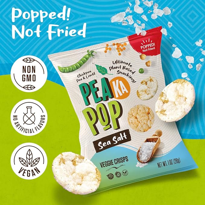 PeaKaPop Veggie Chips ??Plant-Based, Healthy Veggie Crisps with Pea, Lentil & Chickpea Protein