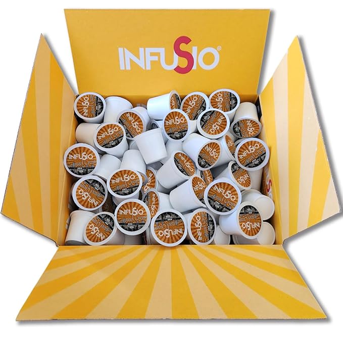 InfuSio Coffee Pods 96 Count - Caramel Cr챔me, Medium Roast Single Serve Coffee Pods for Keurig K