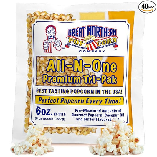 6 oz Popcorn Packs ??Pre-Measured, Movie Theater Style, All-in-One Kernel, Salt, Oil Packets for