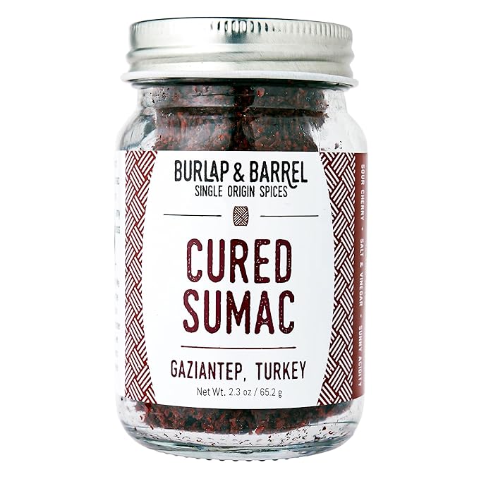Burlap & Barrel Cured Sumac - Bright, Sour, Salty, Slightly Fermented Spice - Ground Sumac for