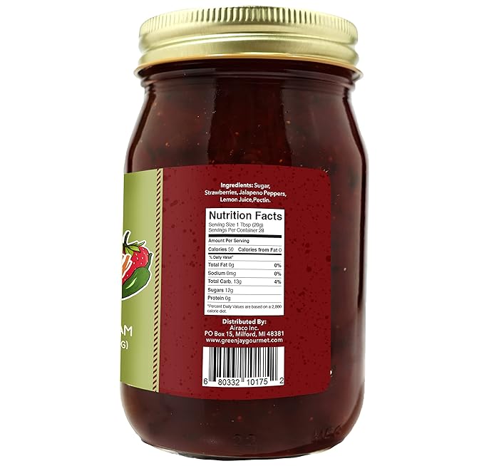 Green Jay Gourmet Spicy Jam Variety Pack - All-Natural Raspberry Jalapeno Jam, Strawberry Jalapeno