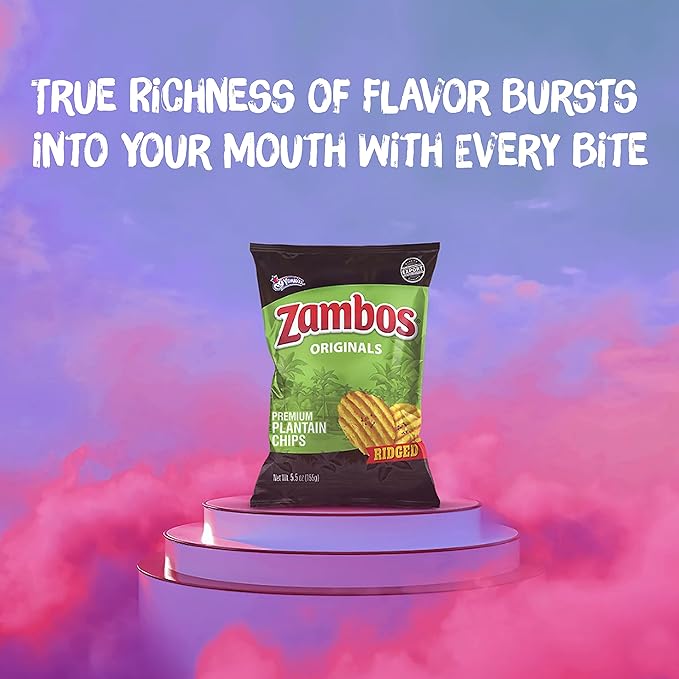 Zambos Plantain Chips Original, Ridged (Pack of 4)