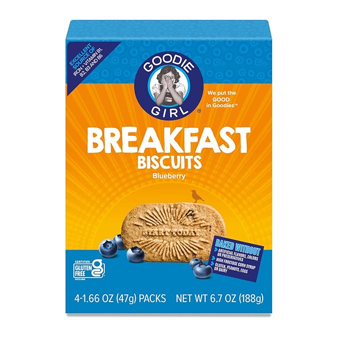 Goodie Girl, Blueberry Breakfast Biscuits | 16 Packs | Gluten Free | Plant Based | Peanut Free |