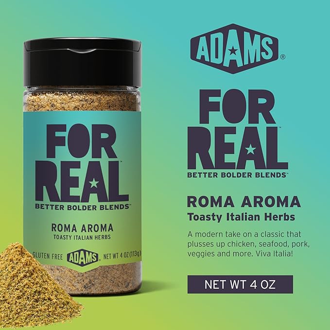 FOR REAL Roma Aroma Seasoning - Toasty Italian Herb Blend with Garlic, Basil & Parmesan - Gluten