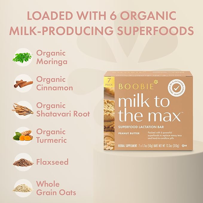 Boobie Bar Superfood Peanut Butter Lactation Bar for Breastfeeding Moms to Increase Milk Supply |