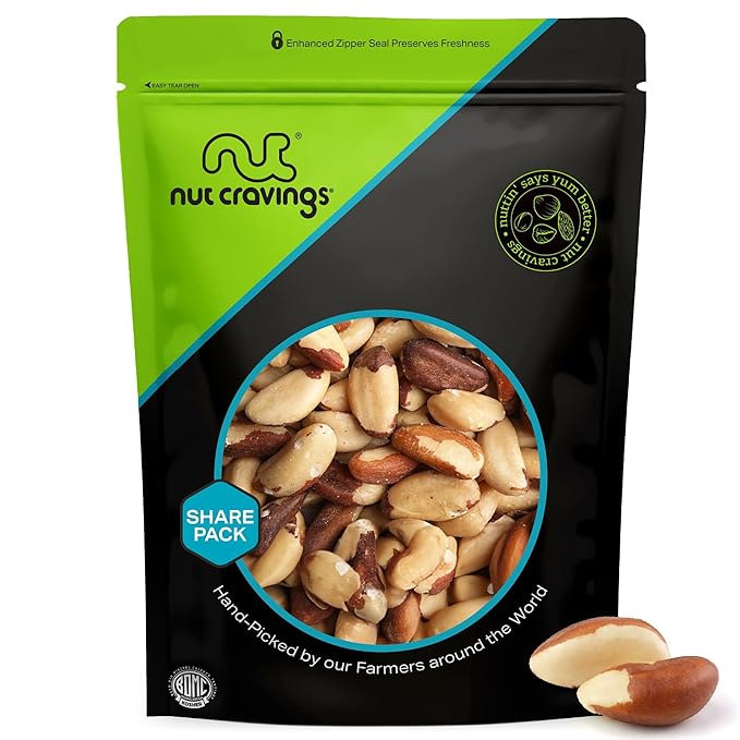 NUT CRAVINGS - Raw Brazil Nuts, Unsalted, No Shell, Whole, (16oz - 1 LB) Bulk Nuts Packed Fresh in