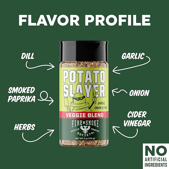 Fire & Smoke Society Potato Slayer Vegetable Seasoning | BBQ Rubs for Grilling | Potato, French Fry
