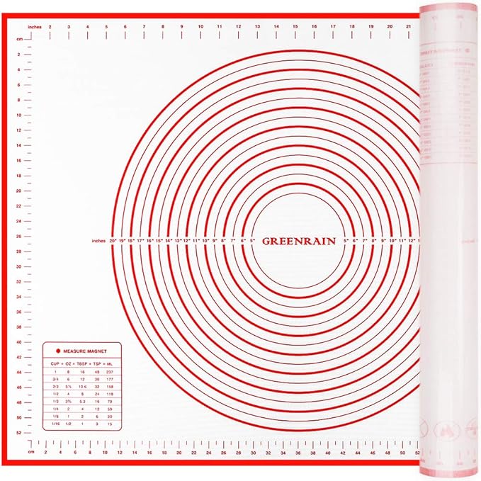 GREENRAIN Extra Large Silicone Pastry Mat Non Stick Baking Mat with Measurement Fondant Mat
