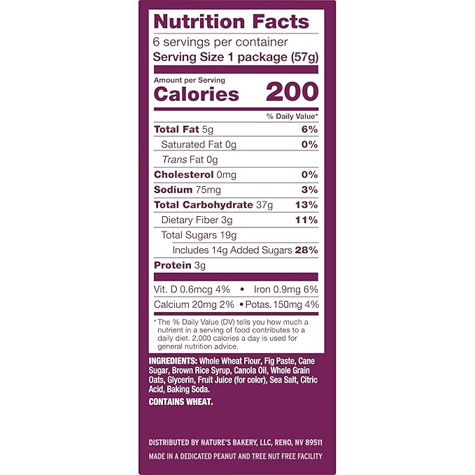 Nature?™s Bakery Whole Wheat Fig Bars, Original Fig, Real Fruit, Vegan, Non-GMO, Snack bar, 6 boxes