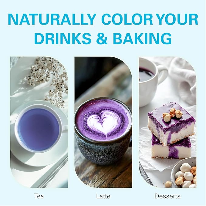 WT WEETEE Butterfly Pea Flower Tea Loose Leaf, 100% Natural & Pure from Whole Dried Butterfly Pea