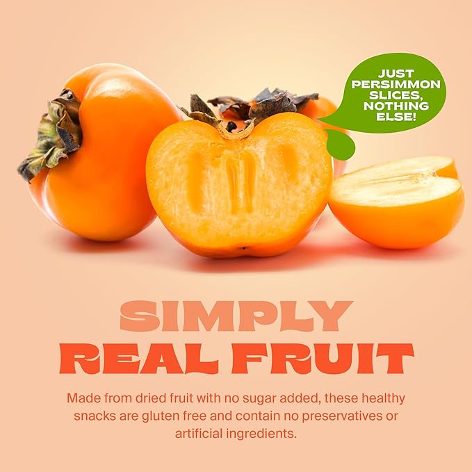 Whitney Jordan Naturals Air-Dried Persimmon Slices | Dried Fruit Snack Made from Real Persimmons |