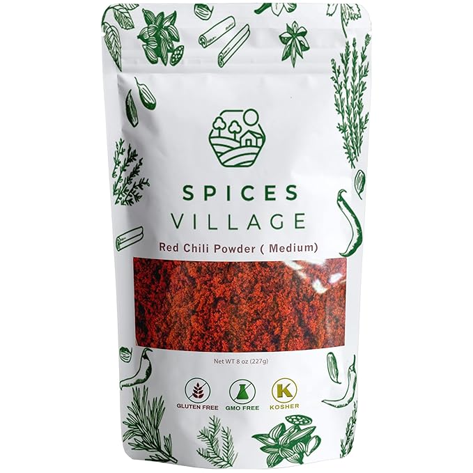 Spices Village Red Chili Powder, Medium Hot Ground Red Peppers for Cooking, 8 oz, Kosher Certified