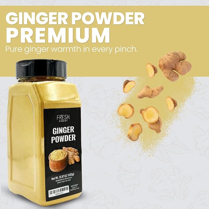 Fresh Finest Ginger Powder - 15.97oz (453G) - Pure Ground Ginger Root for Culinary & Health