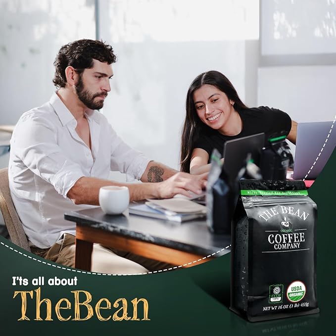 The Bean Organic Coffee Company California Blend, Medium Roast, Ground Coffee, 16-Ounce Bags (Pack
