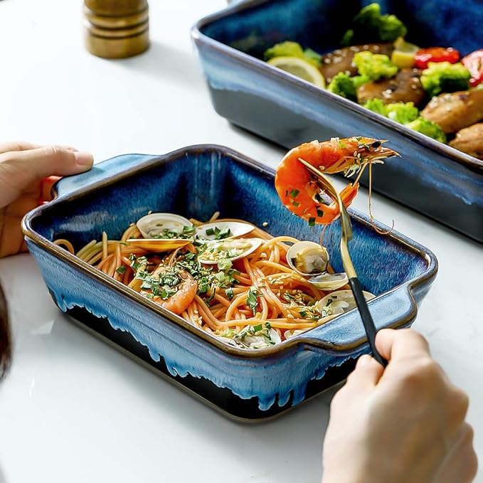 KOOV Bakeware Set, Ceramic Baking Dish Set, Rectangular Casserole Dish Set, lasagna Pan, Baking