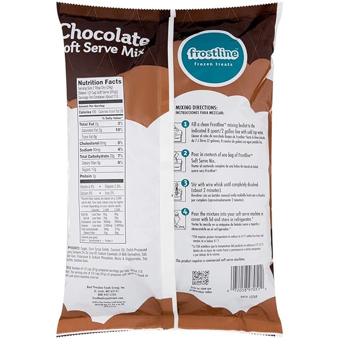 Frostline Chocolate Soft Serve Ice Cream Mix, Lactose & Gluten Free - Just Add Water, Dairy, or