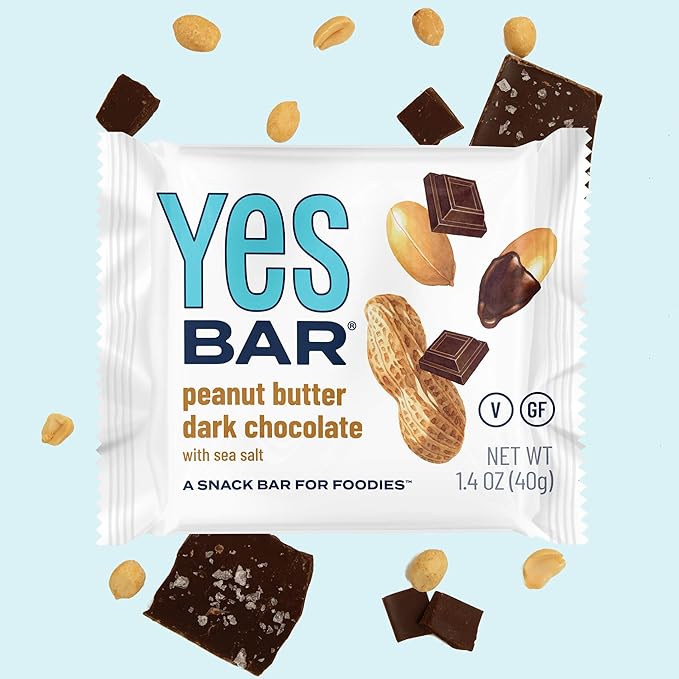 The YES Bar ??Peanut Butter Dark Chocolate ??Plant Based Protein, Decadent Snack Bar ??Vegan
