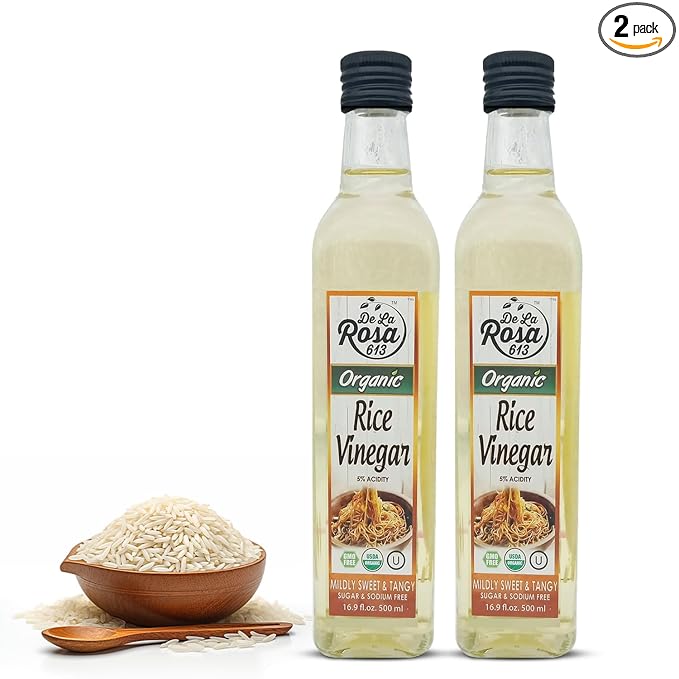 De La Rosa Organic Rice Vinegar 5% Acidity, Kosher, Great for Cooking, Sushi, Salad and more | 16.9
