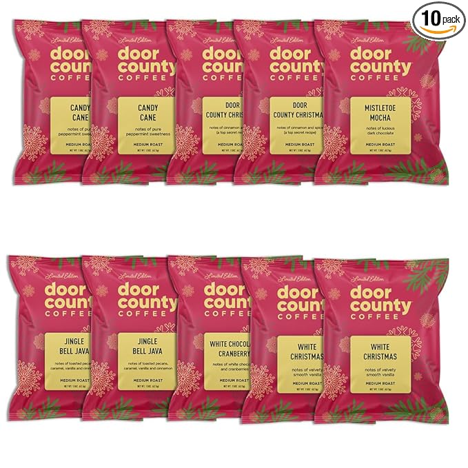 Gourmet Flavored Holiday Coffee Sampler Pack - 10 Bags of Unique Flavored Coffees ??100% Specialty