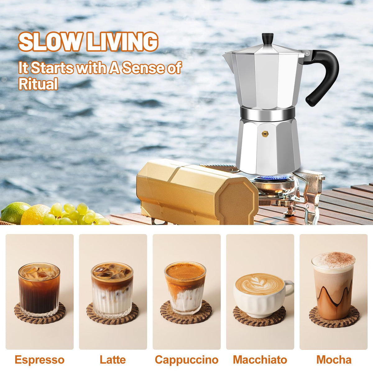 DITOSH 3 Cup Aluminum Espresso Stovetop Moka Pot Express Coffee Maker Percolator Italian Classic