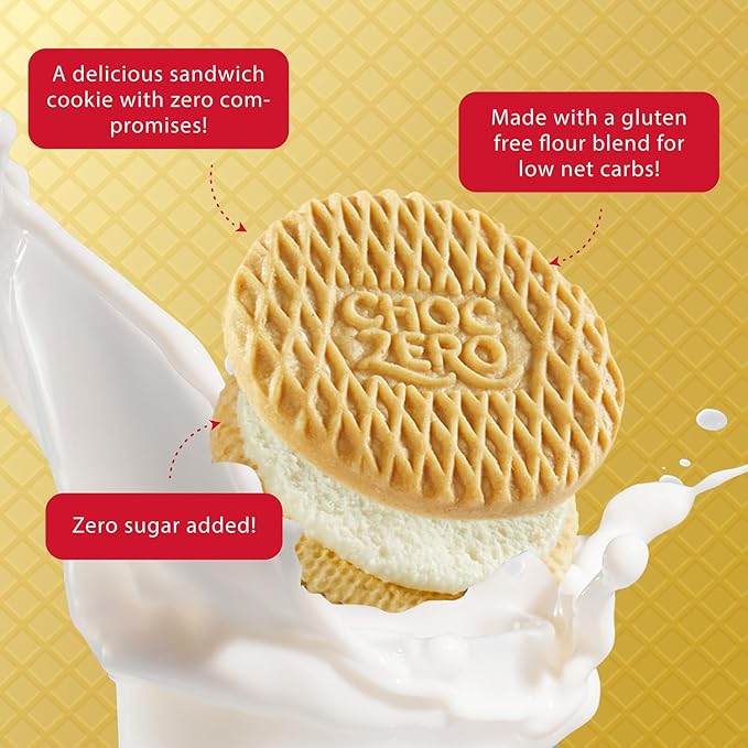 ChocZero Gluten-Free Vanilla Sandwich Cookies with Creme - Low Sugar, Keto Friendly Dunkies (1 Box
