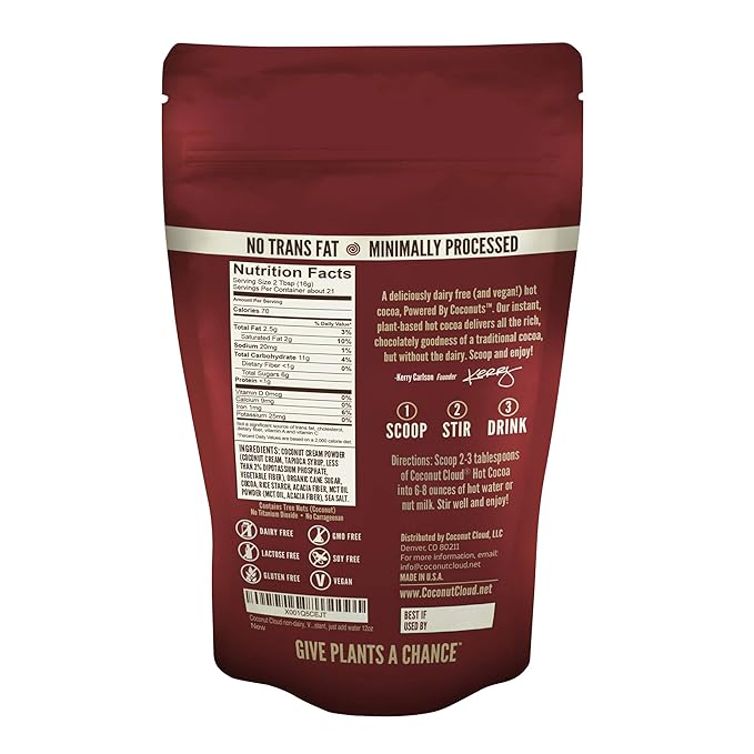 Coconut Cloud: Dairy-Free Instant Hot Cocoa Mix | Vegan, Natural, Delicious, Creamy Chocolate (Made