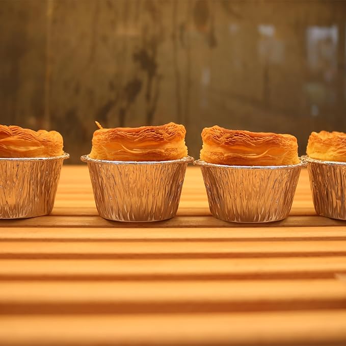 Aluminum Foil Baking Cups, 200 Pack Disposable 3 Oz Ramekins Aluminum Cupcake Muffin Liners Silver