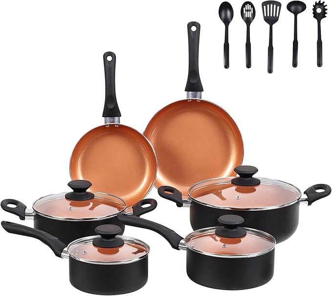 Ceramic Pots and Pans Set, 15PCS Nonstick Set Ceramic Cookware Set, Nonstick Pan Pots and Pans Set