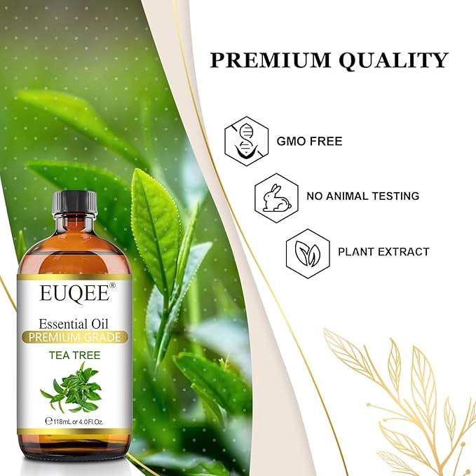 Tea Tree Essential Oil 4Fl.Oz Pure Tea Tree Oil with Glass Dropper for Aromatherapy, Diffuser, Soap