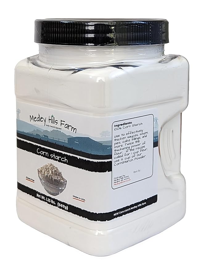 Corn starch by Medley hills farm 1.25 lbs. in Reusable Container - 100% Pure Corn Starch powder