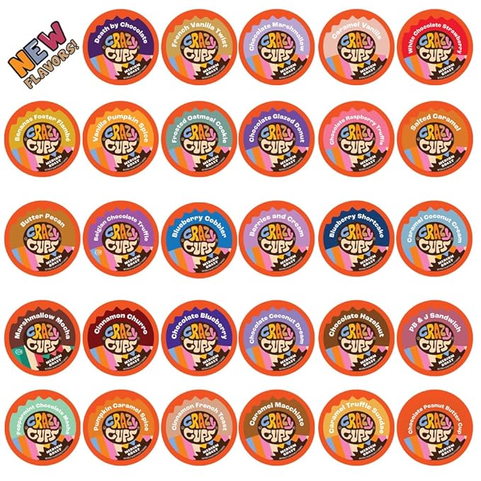 Crazy Cups Flavored Coffee in Single Serve Coffee Pods - Flavor Coffee Variety Pack Chocolate 40