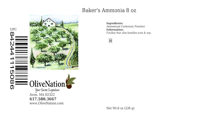 OliveNation Baking Ammonia Powder, Powdered Ammonium Carbonate, Traditional Leavening Agent for
