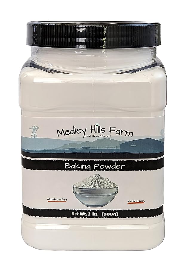 Baking Powder aluminum free by Medley hills farm 2 Lbs. in Reusable Container - Double acting