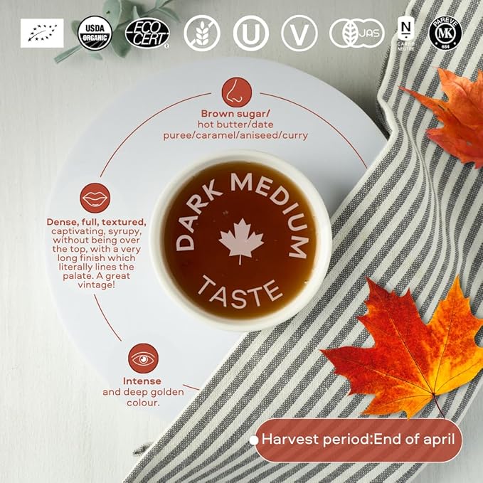 Escuminac Organic Canadian Maple Syrup ??Great Harvest, Medium Rich Taste, 33.8 fl oz Family Size