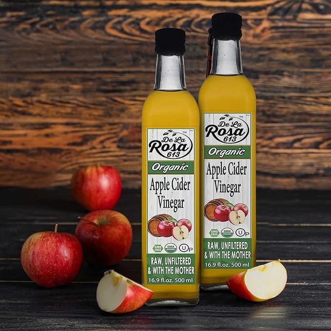 De La Rosa Organic Apple Cider Vinegar, Raw & Unfiltered, Kosher for Passover, Vegan & Gluten Free