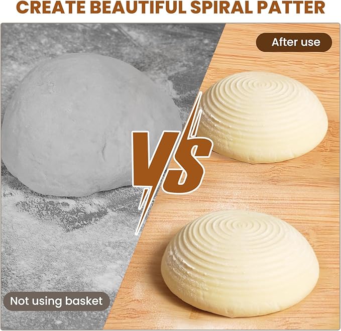 5 Inch Banneton Bread Proofing Basket Set of 6, Kikcoin Mini Sourdough Bread Baking Supplies, Small