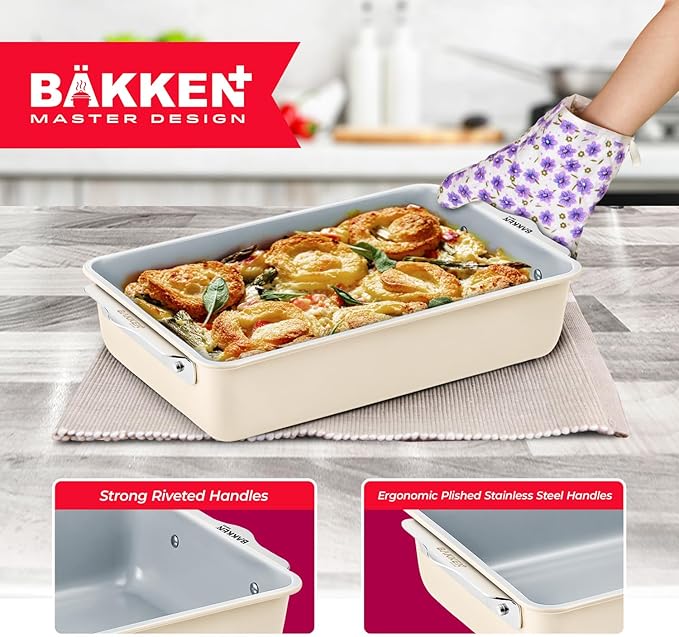 Bakken 8-Piece Stackable Bakeware Set - Ceramic Non-Stick Coating, Baking Sheets, Assorted Baking