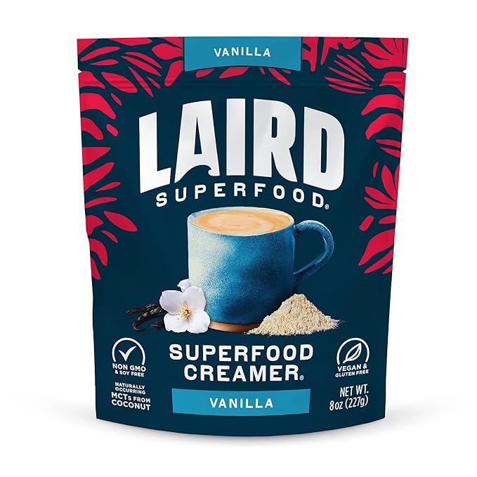 Laird Superfood Non-Dairy Original Superfood Vanilla Coconut Powder Coffee Creamer, Gluten Free