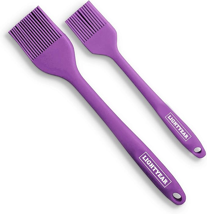 Lightyear Silicone Basting Pastry Brush Set (2 Pcs) ❘ 450°F Heat Resistant Oil Brush for Your